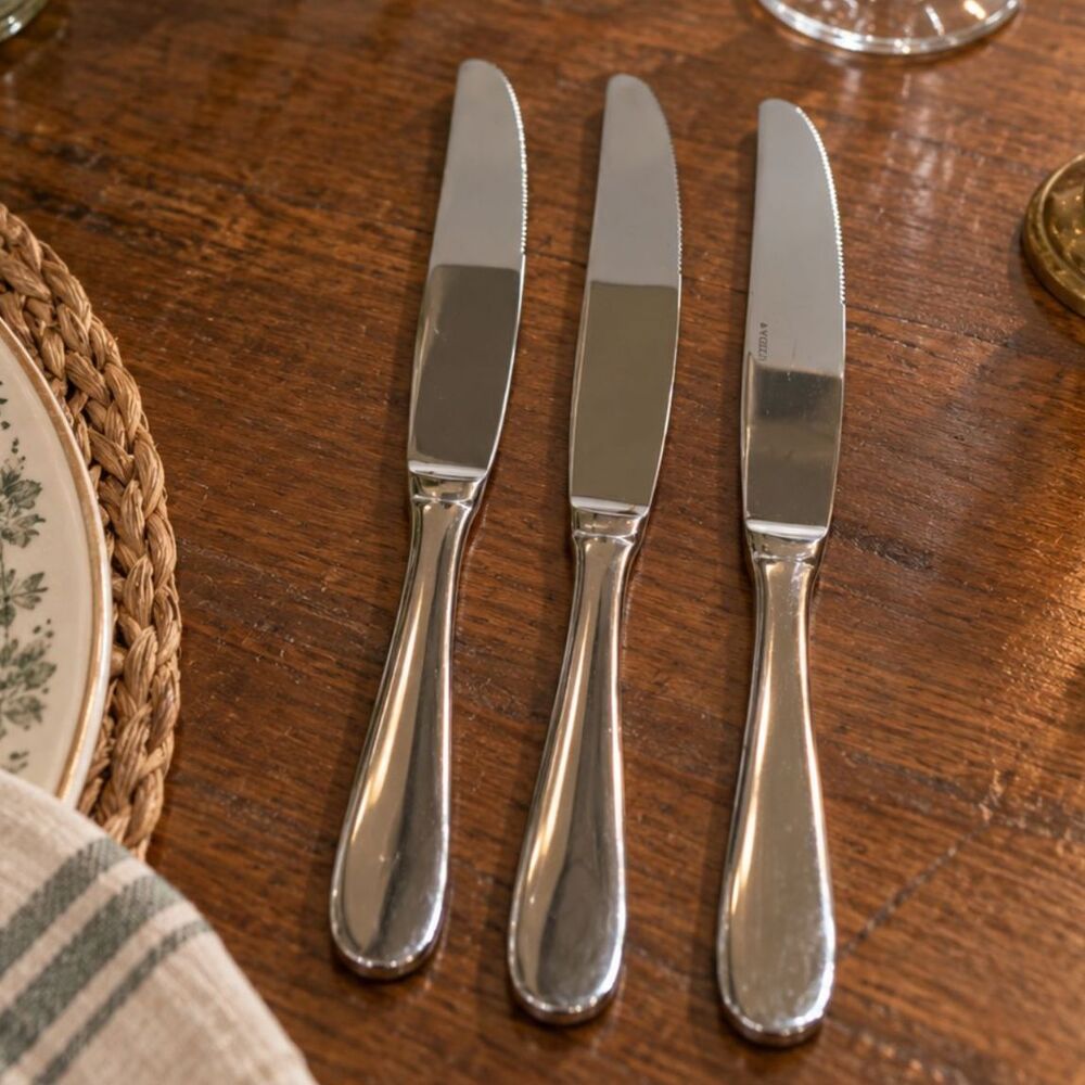 Oneida Mooncrest Set of 3 Dinner Knives Stainless Steel Flatware 9.5"
